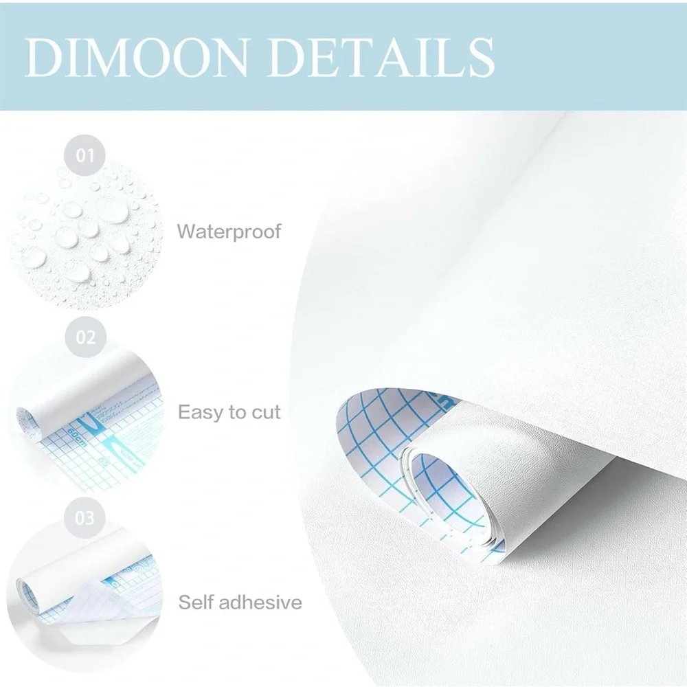 Dimoon 17.7''x393'' Peel and Stick Wallpaper White Contact Paper